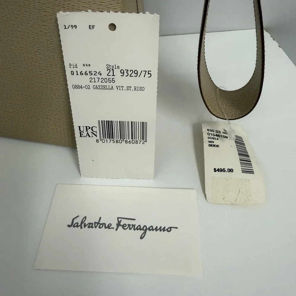 Vintage Salvatore Ferragamo Leather Purse Khaki Beige NWT $495.00 Gazzella
